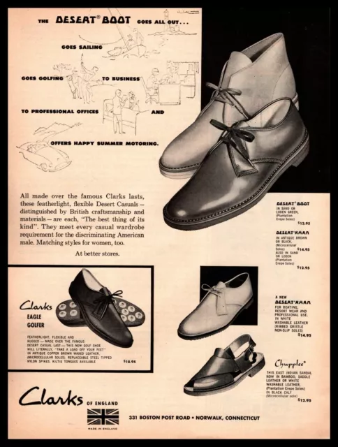 1961 The "Desert Boot" by Clarks Of England Norwalk Connecticut Vintage Print Ad