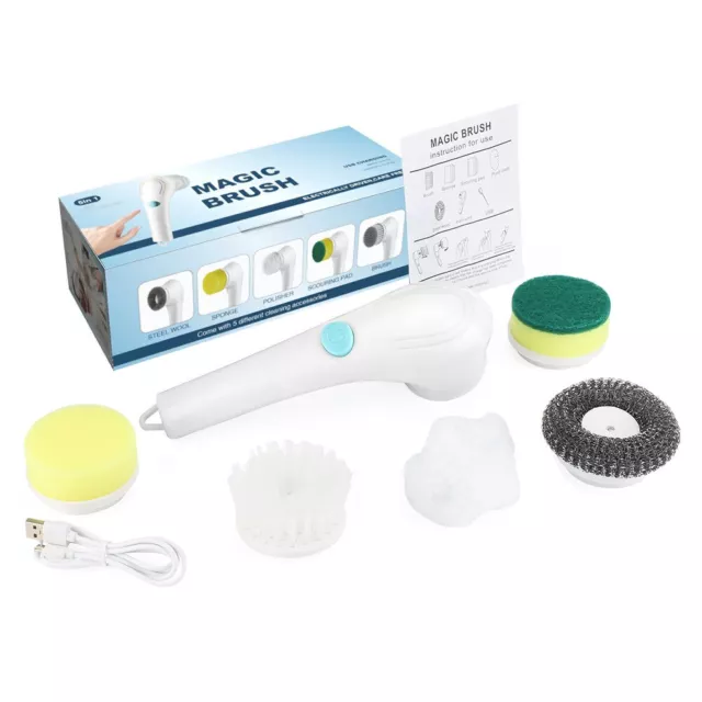 Electric Spin Scrubber Rotating Cordless Cleaning 7 Pcs Spin Brush Home 5 In 1