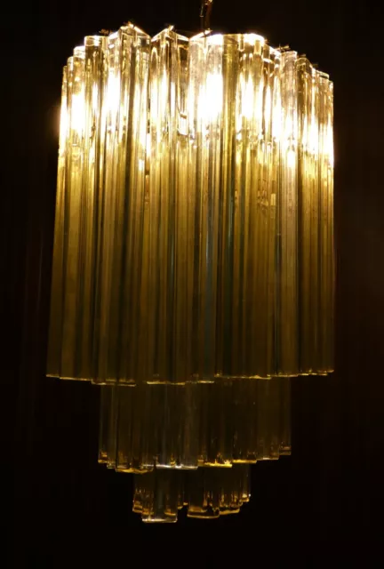 Lampadario Venini Anni 70 Vetri Trilobi Di Murano