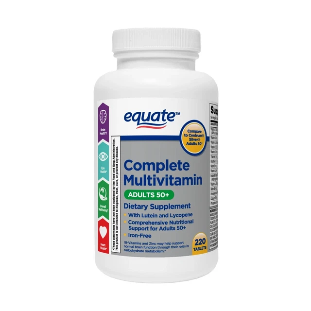 EQUATE COMPLETE MULTIVITAMIN Dietary Supplement Adults 50+ 220 Tablets