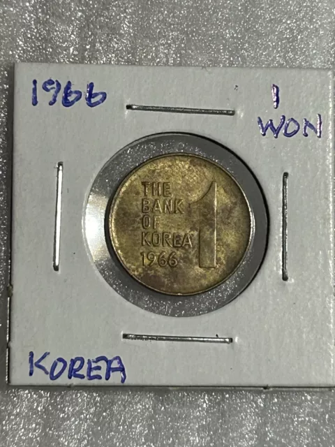 1966 the Bank Of Korea 1 Won Brass Coin Very Good Condition