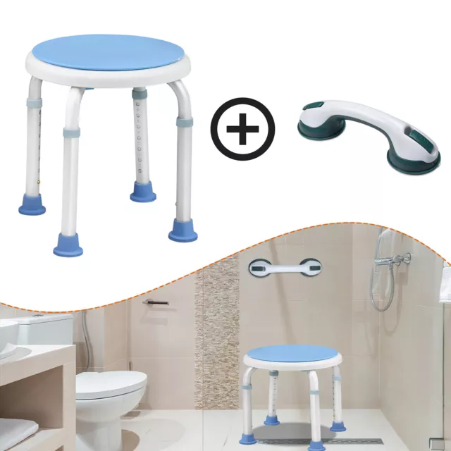 2023 360° taburete de ducha taburete de baño redondo con mango de ducha ventosa silla de ducha giratoria