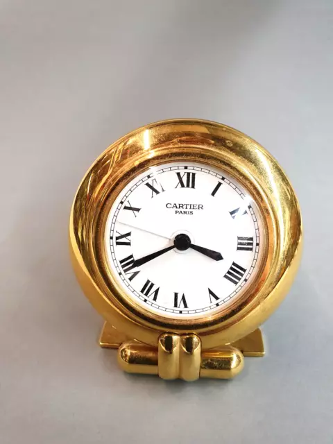 CARTIER Paris Wecker Gold Reisewecker Nachttisch Uhr Made in France Vintage