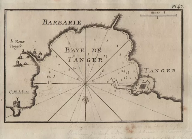 Tanger Morocco Maroc Engraving Afrique Africa Carte Map Card Roux 1764