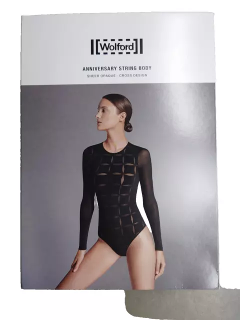 NWT $400 Rey String Body Bodysuit Wolford XS Black White Elegant with  Pinstripe