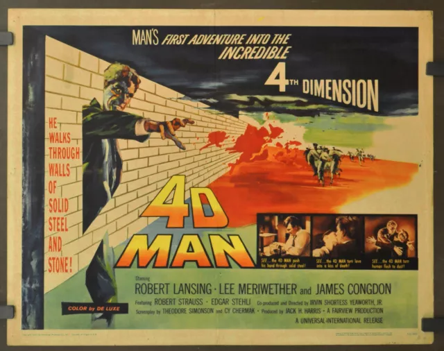 4D Hombre/Cuatro D Hombre 1959 Original 22X28 Película Póster Robert Lansing Lee