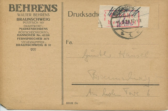 Braunschweig 2 B Fa. Behrens Orts-Drucksache Braunschweig INFLA-geprüft (Jo-001) Braunschweig 2 B Fa. Behrens Orts-Drucksache Braunschweig INFLA-geprüft (Jo-001)