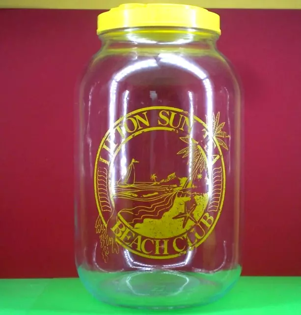 LIPTON SUN TEA *** Beach Club *** Gallon Glass JUG *** with LID *** with SPOUT