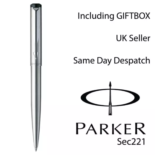 Personalised Engraved Parker Vector STAINLESS STEEL CT Ballpoint pen - SILVER