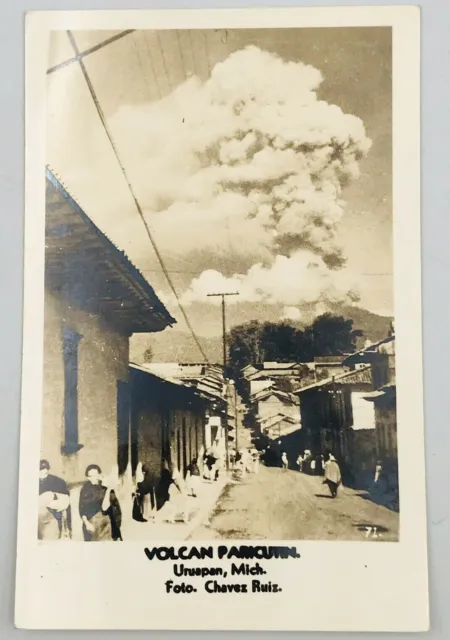 VTG EKC 1940's RPPC Paricutin Volcano Uruapan Michoacan Postcard Chavez Ruiz