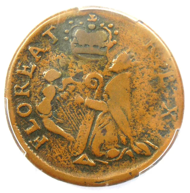 1670 New Jersey St Patrick Farthing Colonial Coin 1/4P - PCGS F12 - $725 Value