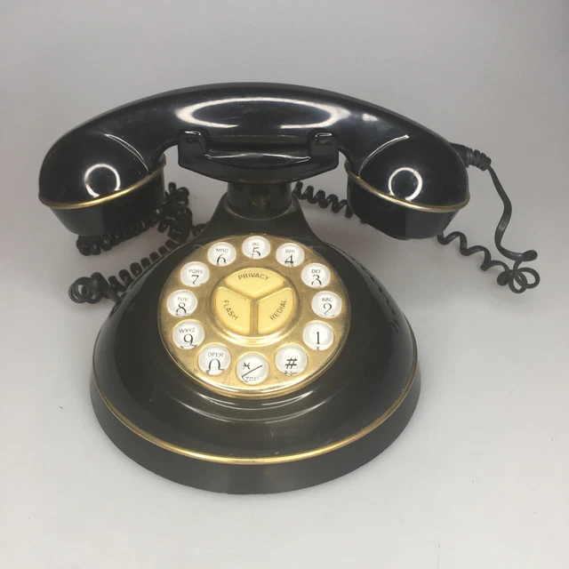 RADIO SHACK FASHION Black Phone 43847 Heritage Hill Rotary Style Push