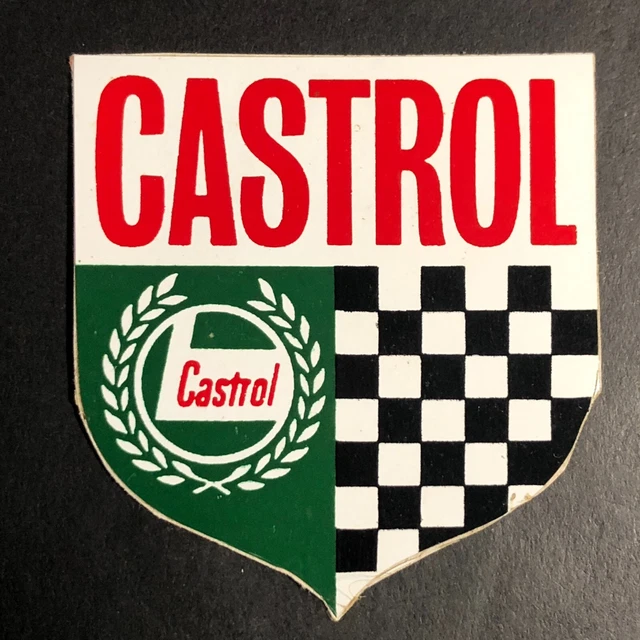 CASTROL OIL PERFORMANCE Racing Shield Die Cut Decal / Sticker 2" c1970