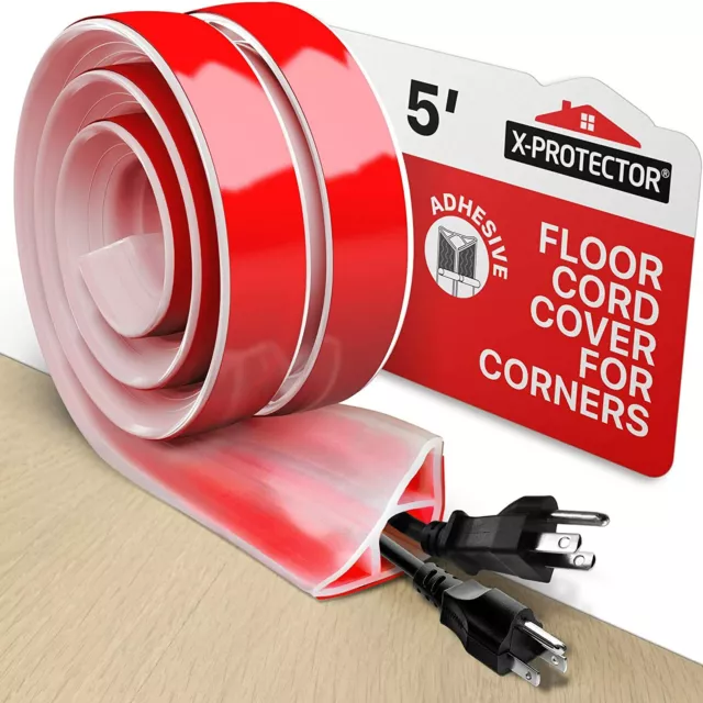 X - Protector 5' White Silicone Floor Cord Cover For Corners