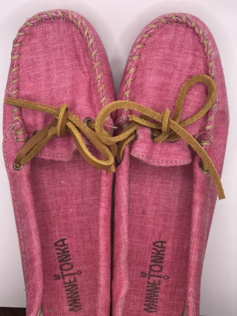 Minnetonka Canvas Moccasin Shoes  Womens 5 Hot Pink  Mocs