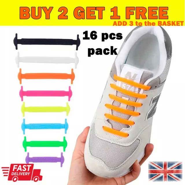 Shoe Laces No Tie Silicone Rubber Shoelaces Trainers Shoes Adults & Kids UK