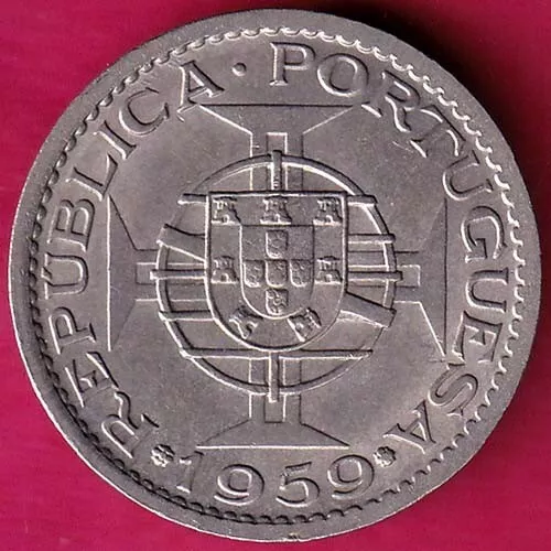 Portuguese India Goa 1 Escudo 1959 Coin#Ka122