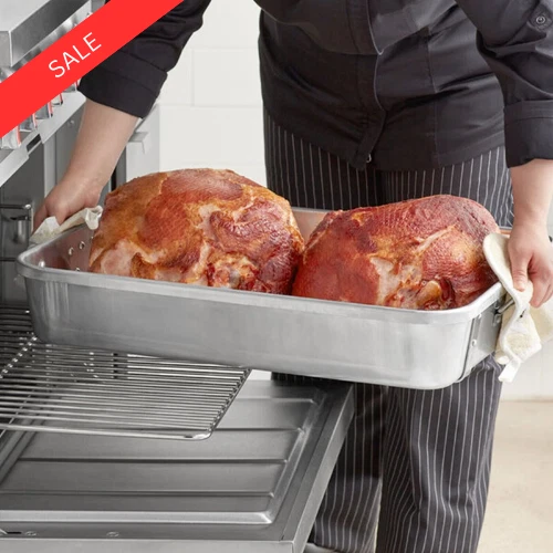 28 Qt. Aluminum Roasting Pan with Handles - 24" x 18" x 4 1/2"