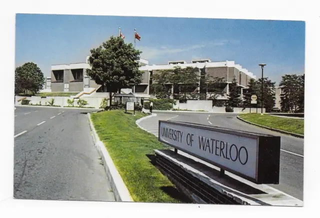 Postcard University Of Waterloo Ontario Canada Main Sign By Driveway