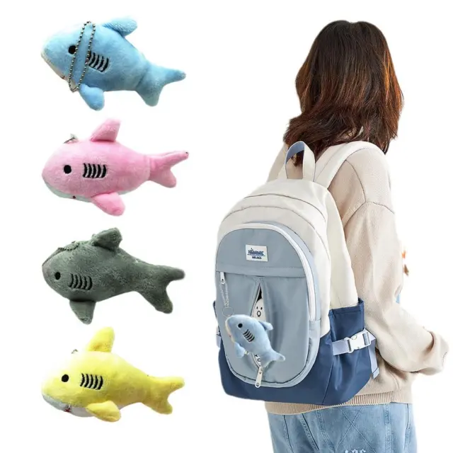 Adorable Shark Plush Keychain Backpack Ornament Toy with Soft Texture
