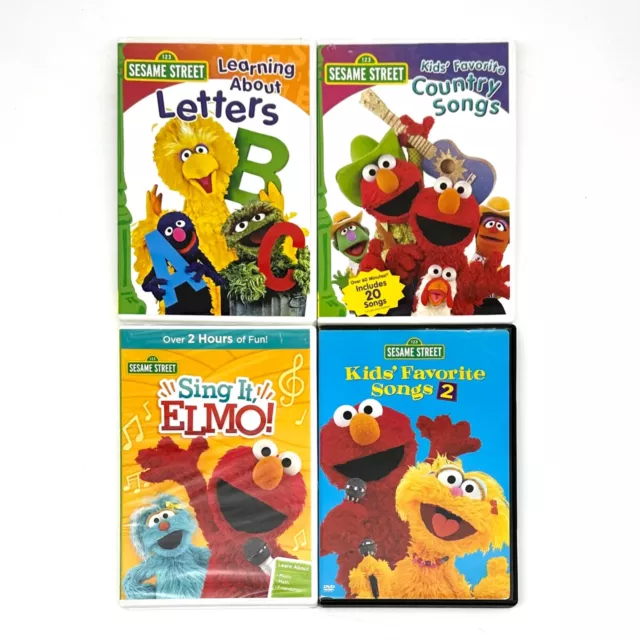 LOT OF 4 Sesame Street DVDs Sing Elmo Country Favorite Songs 2 learning ...