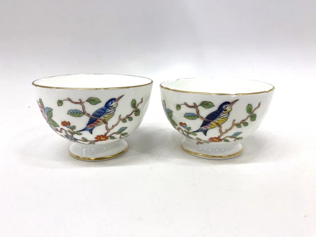 Set of 2 Aynsley Pembroke Var-i-etè Bowl sugar bowl Gold Rimmed Bird