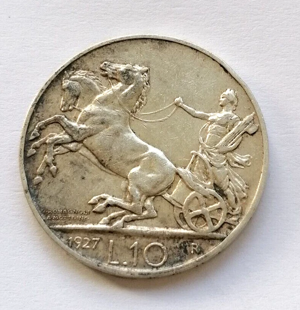 Regno D' Italia Vitt. Em. Iii   10 Lire Biga   1927   1 Rosetta  - Non Comune -
