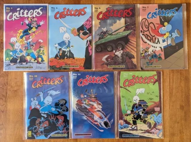 CRITTERS #1, 3, 6, 7, 10, 11, 38 FANTAGRAPHICS EARLY USAGI YOJIMBO 1986 all NM