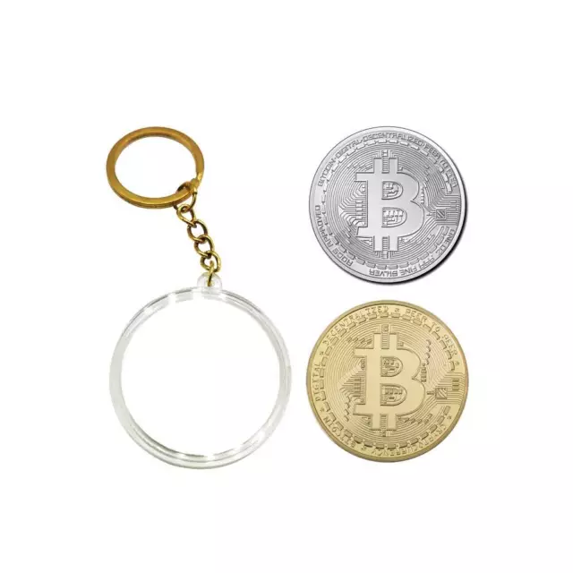 Bitcoin Gold & Silver Gift Set Collectors Edition 40mm Coin Includes a Keychain