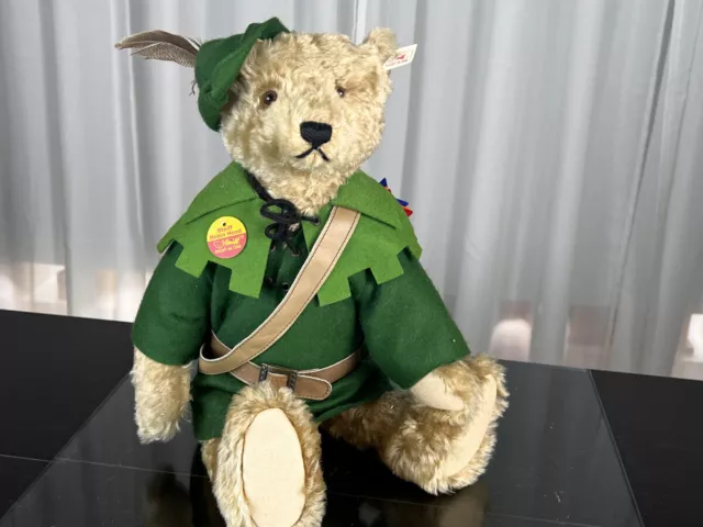 Steiff Tier 655203 Teddy Bär Robin Hood 45 cm. Top Zustand 3