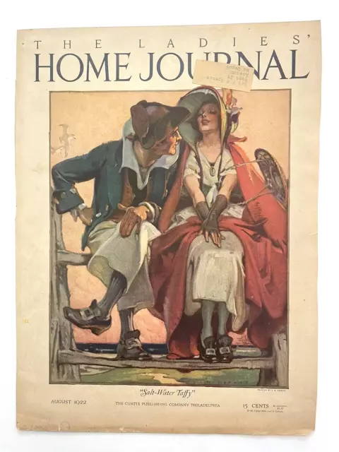 VTG Ladies Home Journal August 1922  S N Abbott Colonial Couple COVER Decor Art