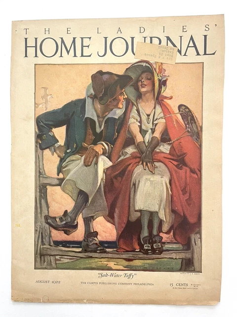 VTG Ladies Home Journal August 1922 S N Abbott Colonial Couple COVER Decor Art VTG Ladies Home Journal August 1922 S N Abbott Colonial Couple COVER Decor Art