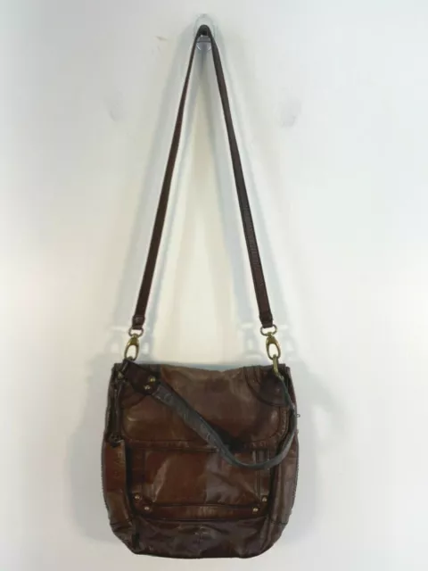 Fossil Keyper Brown Leather Medium Flap Convertible Shoulder Handbag Purse Bag