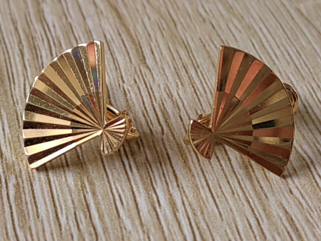 Boucles D'oreilles Clips Vintage Giovanni - Étain Doré, 20x10mm, Occasion