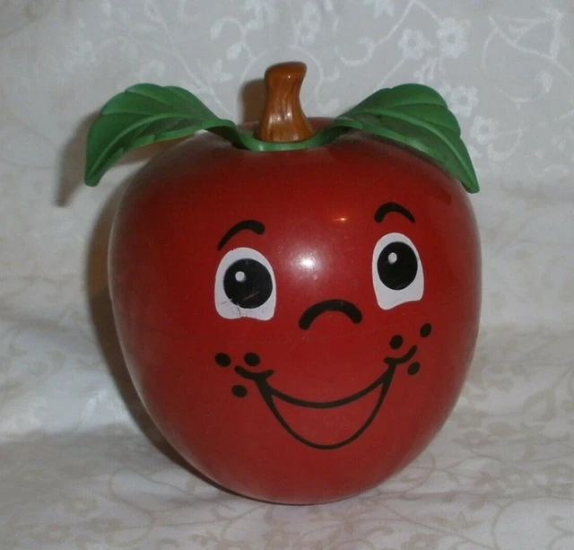 VINTAGE FISHER PRICE 70s Happy Apple Roly Poly musical Pomme rouge