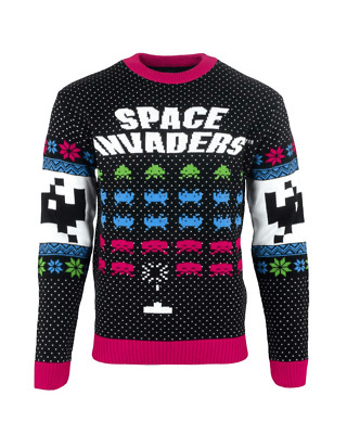 Unisex XS Gaming Christmas Jumper Space Invaders Retro Arcade Video Game