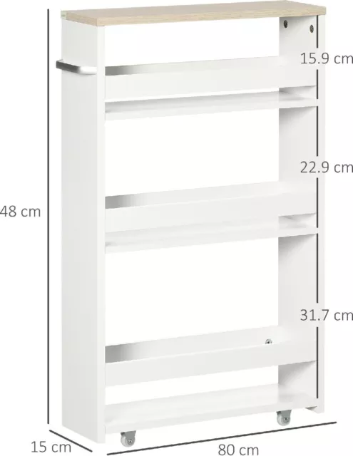 DecHome Carrello Bagno Salvaspazio a 3 Ripiani 48x15x80cm Bianco 279V00WT-838 3