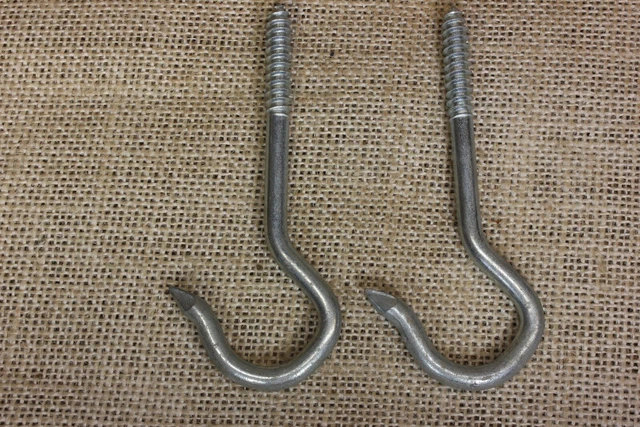 2 old hanging Plant Hooks 3 7/8” pointed vintage wash line swing