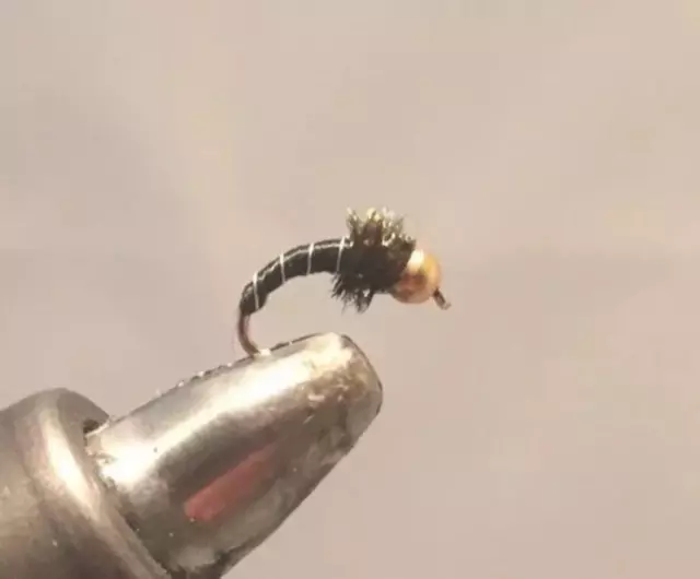One Dozen (12) - Beadhead Zebra Midge - Black - Nymph