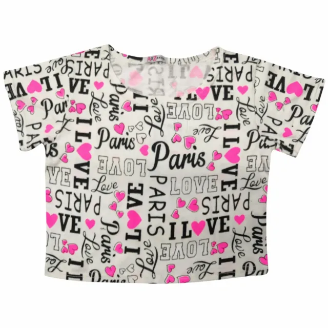 Kids I LOVE PARIS Crop Top Summer Fashion Casual Wear Girls Age 5-13 Years