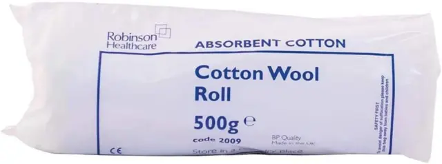 Robinson Healthcare Cotton Wool Roll BP 500g, Pack of 1
