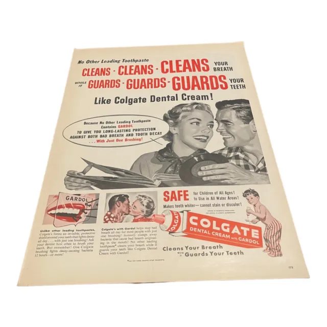 Vintage 1956 Colgate Toothpaste Ephemera  Print Ad 10.5” X 13.5” C.03
