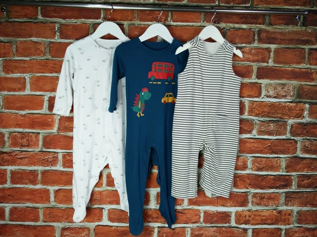 Baby Boy Bundle Age 12-18 Months M&S Next Babygrow Sleepsuit Dinosaur Set 86Cm