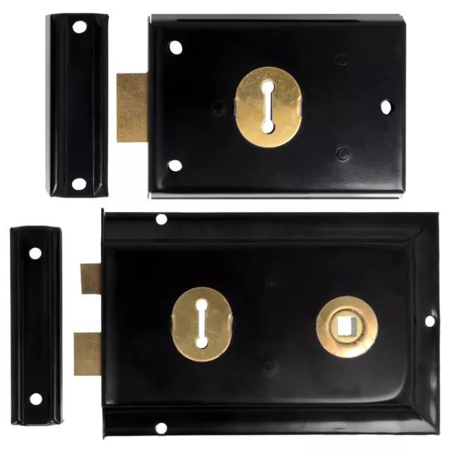 RIM SASH/DEAD LOCK YALE Interior Outdoor Garden Shed Gate Door Black Brass Bolt