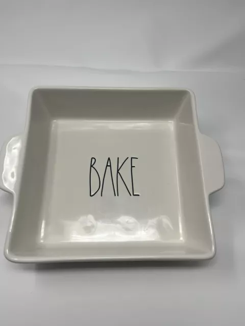 Rae Dunn Artisan Collection Square Ceramic Baking Dish “BAKE” oven safe EUC HTF