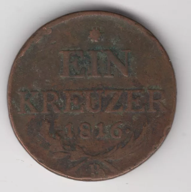 1816 B Austria Ein Kreuzer Coin