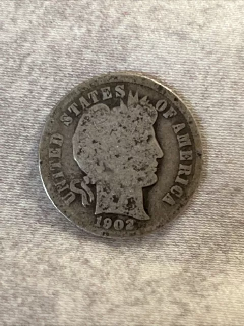 1902 Barber Dime AG About Good 90% Silver 10c US Type Coin Collectible