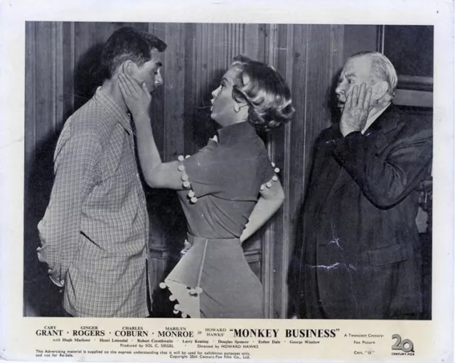 Monkey Business Original Lobby Card MARILYN MONROE slaps CARY GRANT 1952