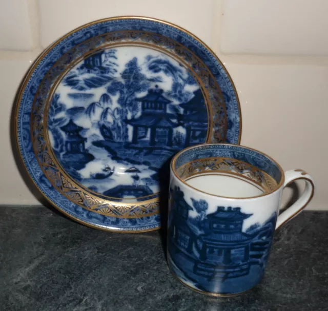 Crown Staffordshire Willow Pattern Fine Bone China Coffee Cup & Saucer 1906-1930