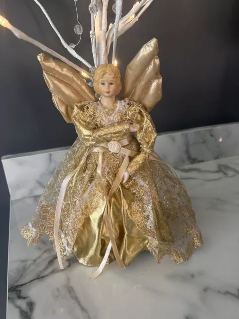 Vintage Retro Christmas Tree Topper Angel Fairy Gold